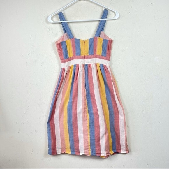 Madewell Tie Front Boho Cutout Button Front Summer Sun Dress Sherbet Stripe 00 - Picture 10 of 14